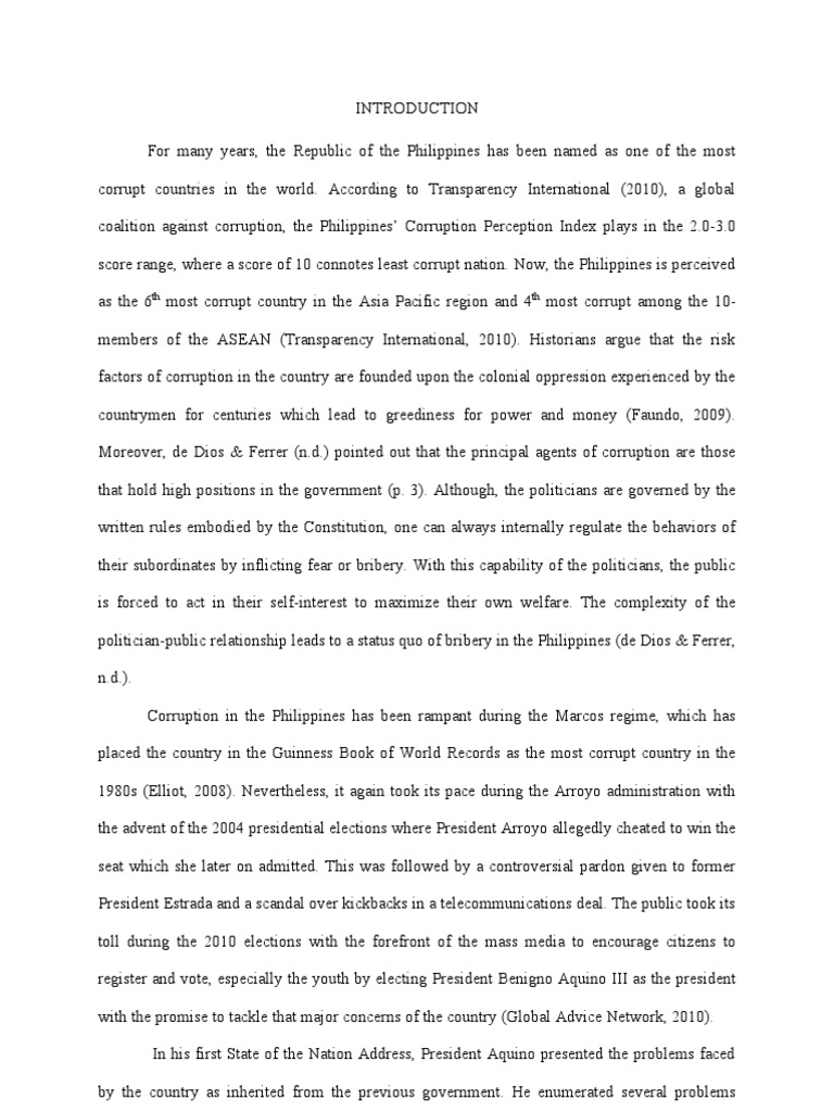 Research title about corruption in the philippines brainly image