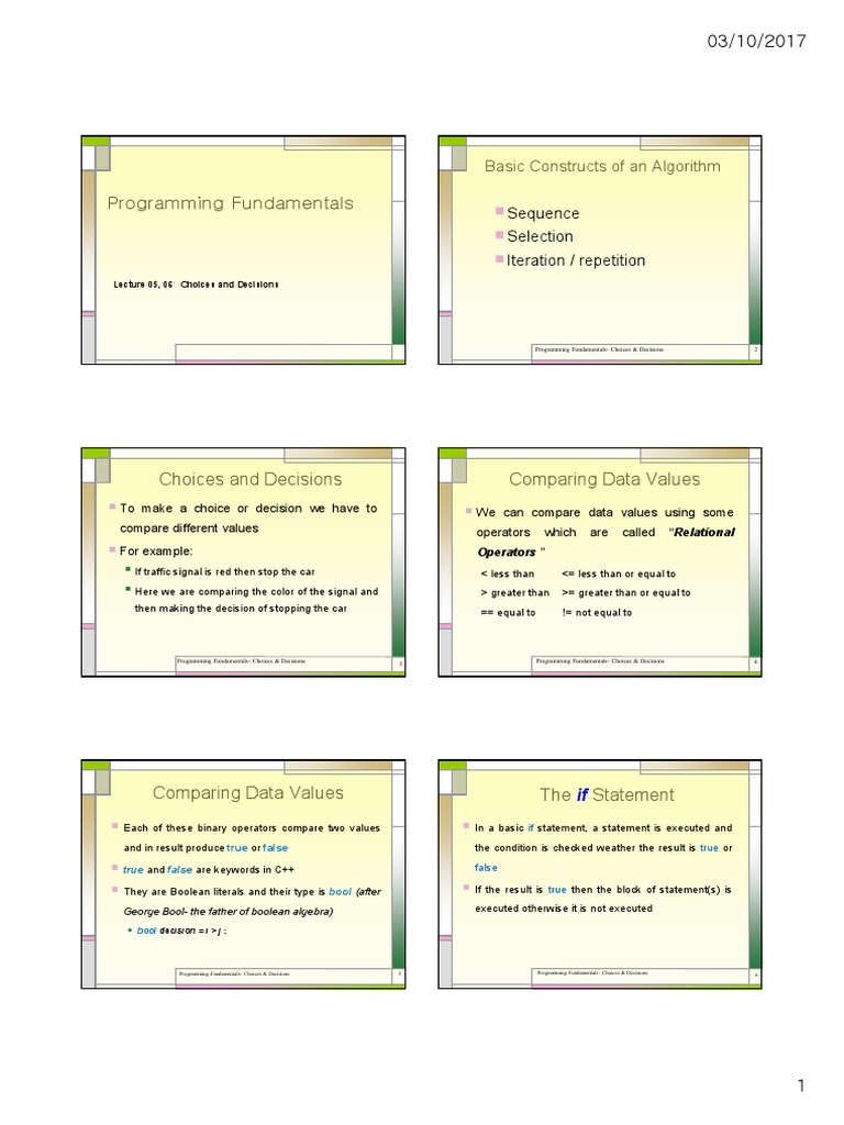 Programming Fundamentals: Basic Constructs of An Algorithm | PDF ...