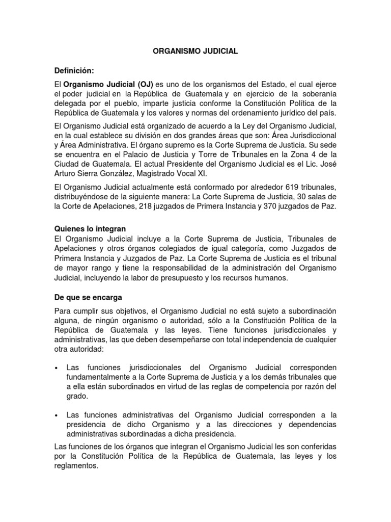 Funciones del Organismo Judicial en Guatemala | PDF | Guatemala | Justicia