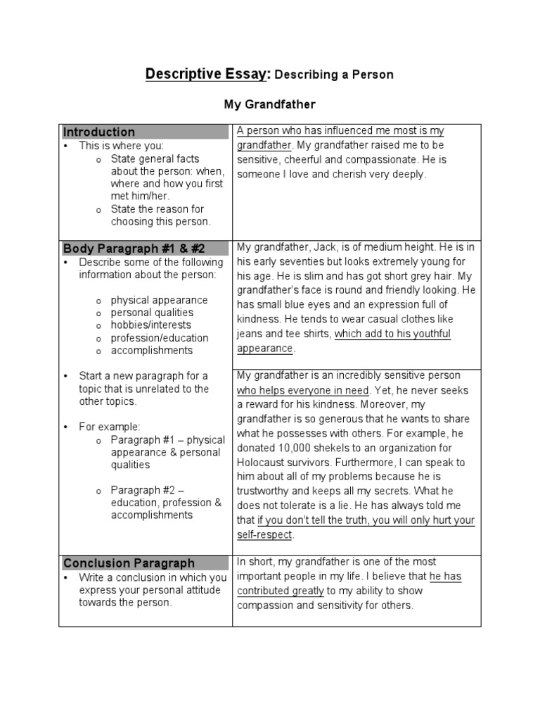 Descriptive Essay: My Grandfather | PDF | Language Arts & Discipline ...