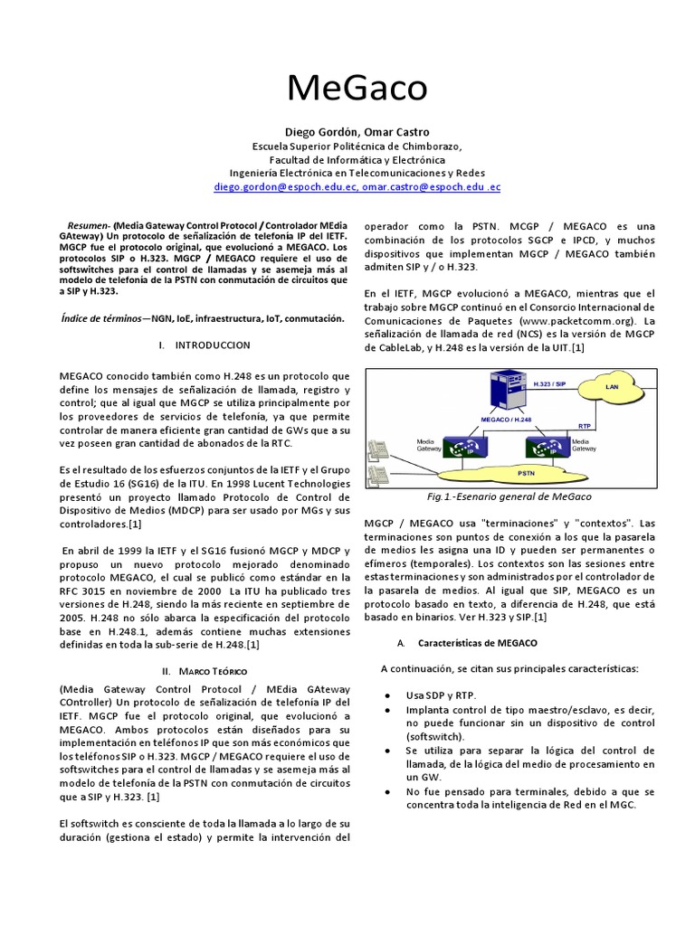 Megaco | PDF | protocolo de Iniciacion de Sesion | Red Telefónica Conmutada