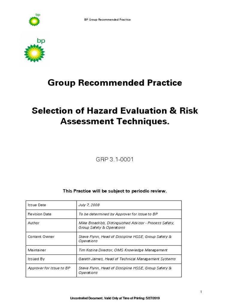 Hazard Evaluation & Risk Assessment Guide | PDF | Risk Management ...