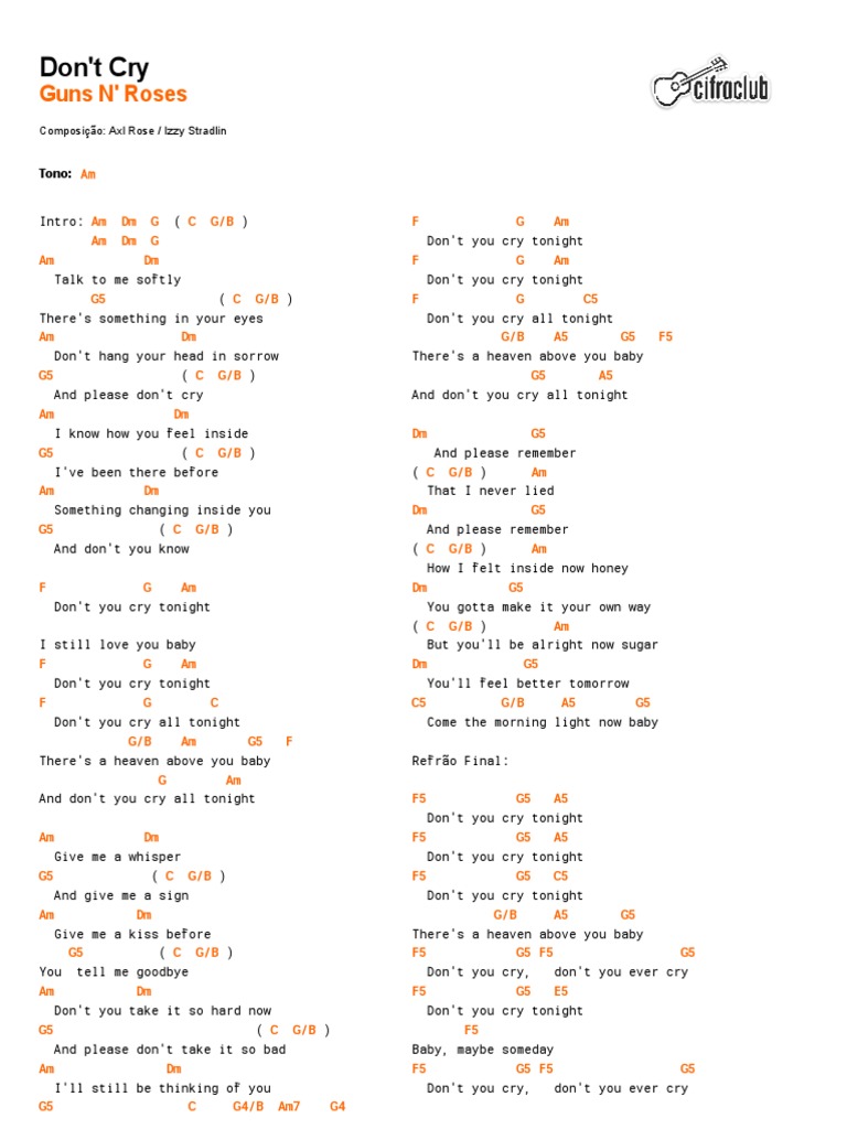 Don T Cry Guns N Roses Letra