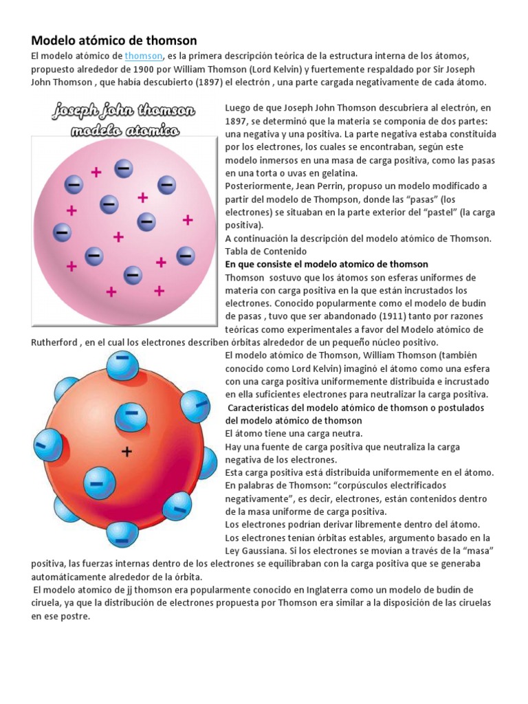 Modelo Atómico de Thomson | PDF | Átomos | Electrón