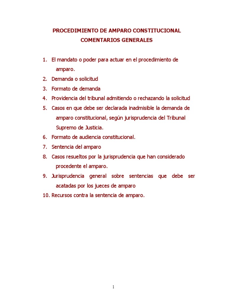 Procedimiento de Amparo Constitucional | PDF | Caso de ley | Sentencia ...