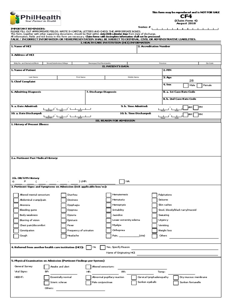 PhilHealth Claim Form 4 Instructions | PDF | Thorax | Clinical Medicine