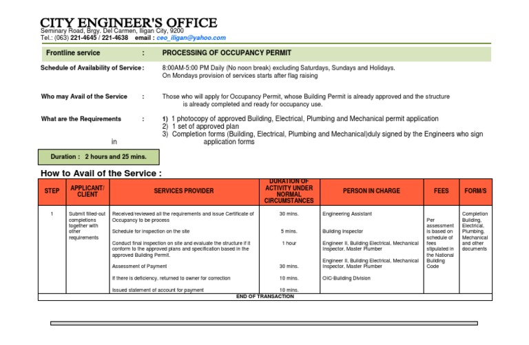 Occupancy Permit Processing in Iligan | PDF | Business