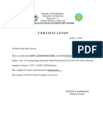 Certification: Carsadang Bago Elementary School