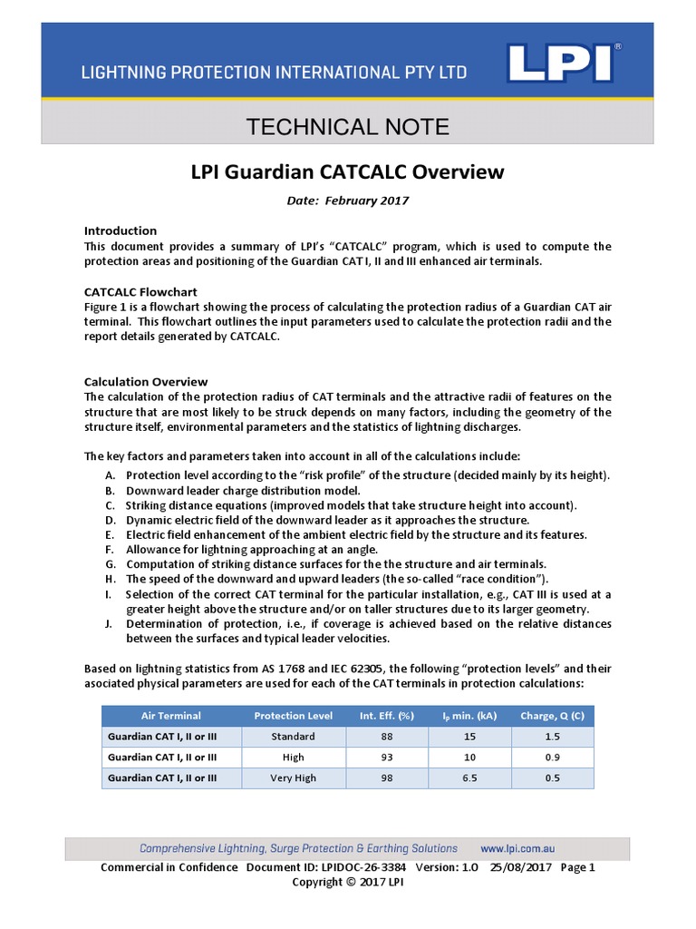 Technical Note - Guardian CATCALC Overview | PDF | Lightning | Physics