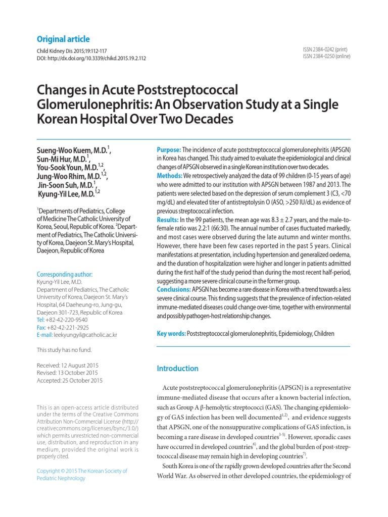 Changes in Acute Poststreptococcal Glomerulonephritis An Observation