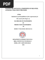 To Study The Mechanical Properties of Mild Steel After Heat Treatment Processes