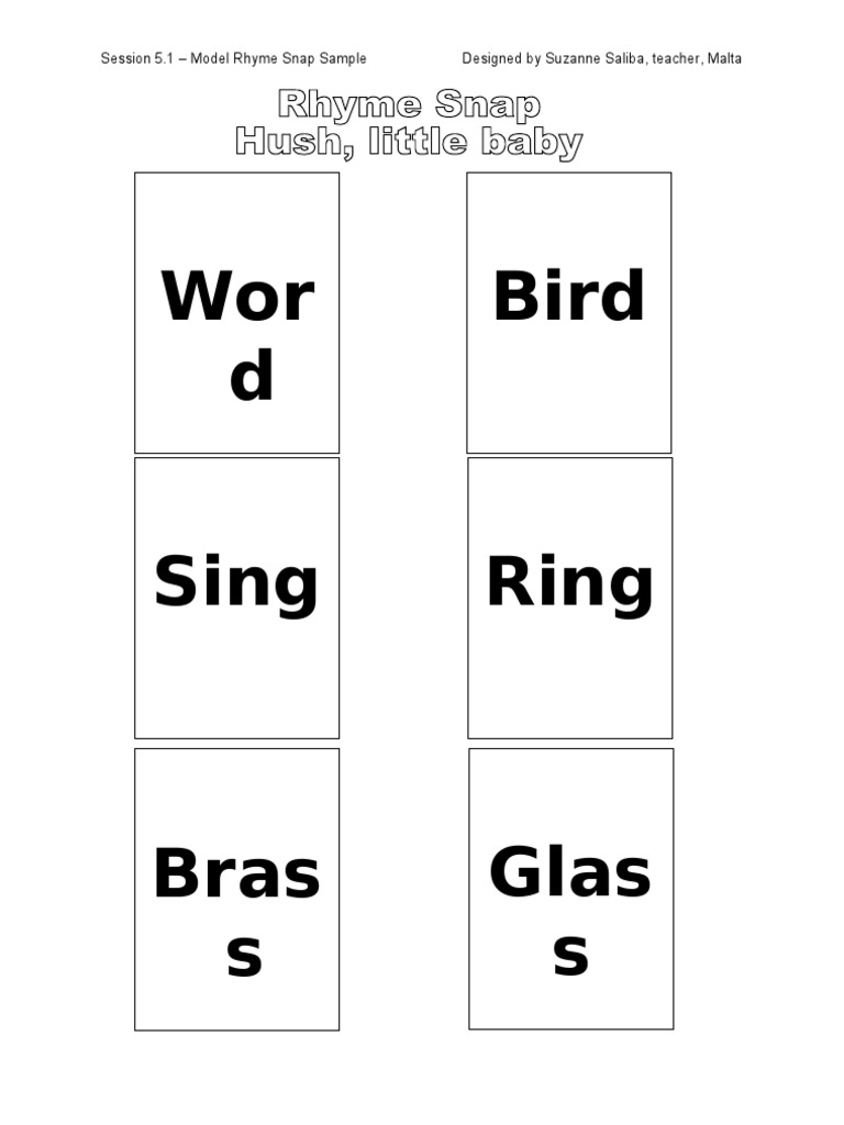 Rhyme Snap Sample Activity Guide | PDF