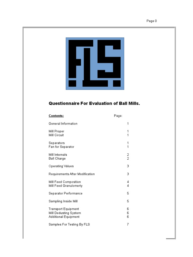Mill Questionnaire PDF Transmission (Mechanics) Cement
