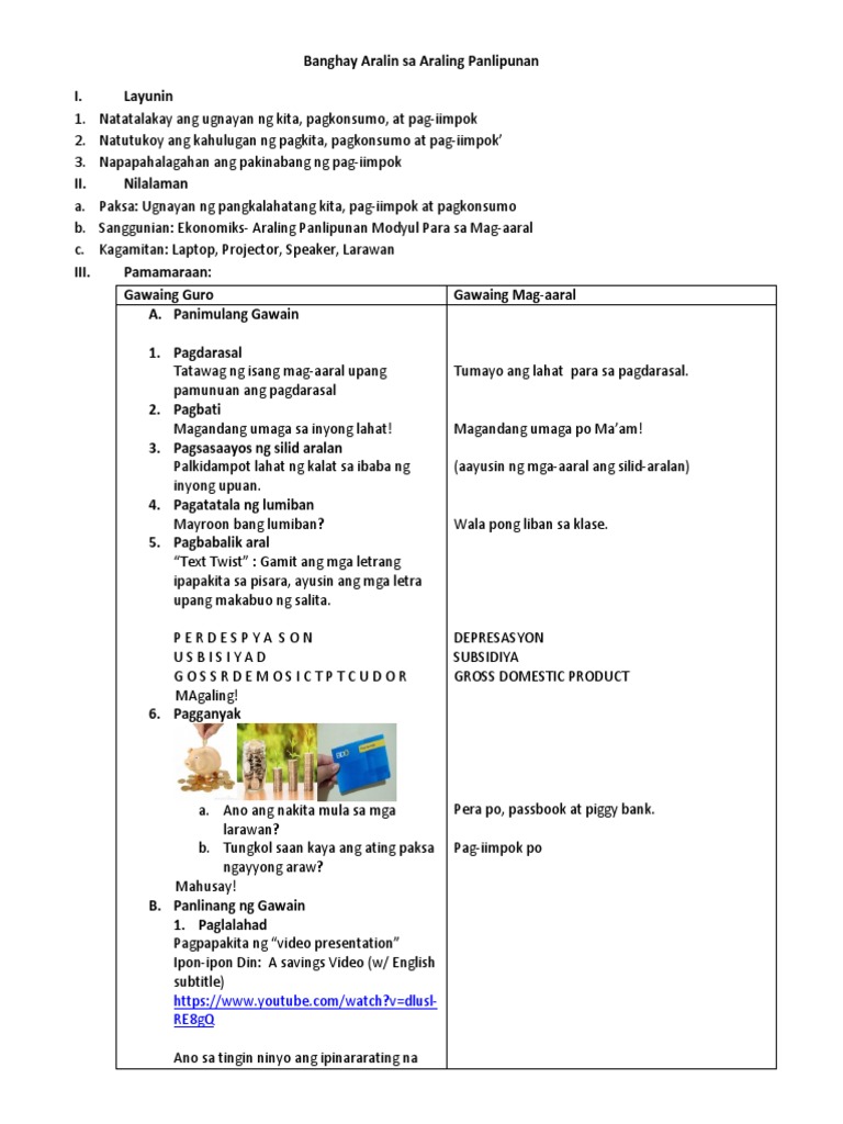 Banghay Aralin  PDF