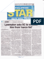 The Philippine Star, June 19, 2019, Lawmaker Asks SC To Exclude Him From Narco List PDF