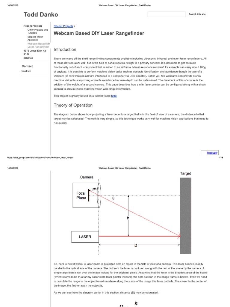 cam Based DIY Laser Rangefinder Todd Danko PDF