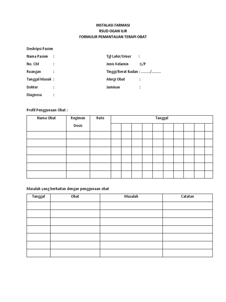 Formulir Pemantauan Terapi Obat | PDF | Sains & Matematika
