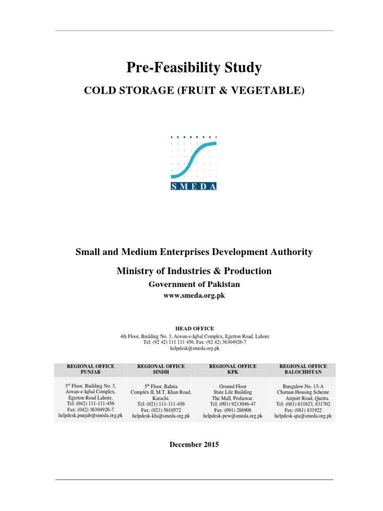 Cold Storage Pre-Feasibility Study | PDF | Internal Rate Of Return ...