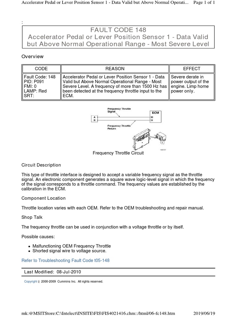 Accelerator Pedal or Lever Position Sensor 1 - Data Valid But Above ...