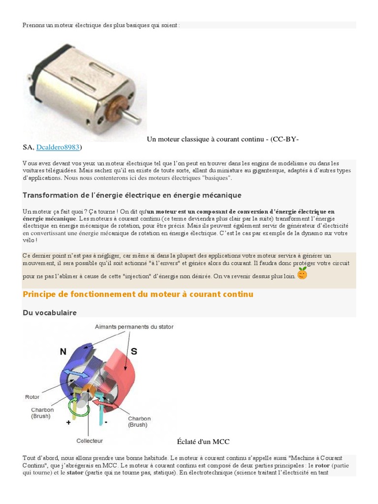 Comment Faire Un Schéma D un Moteur Qui Tourne Physique chimie Prenons Un Moteur Électrique Des Plus Basiques Qui Soient | PDF | Puissance  (physique) | Transistor bipolaire