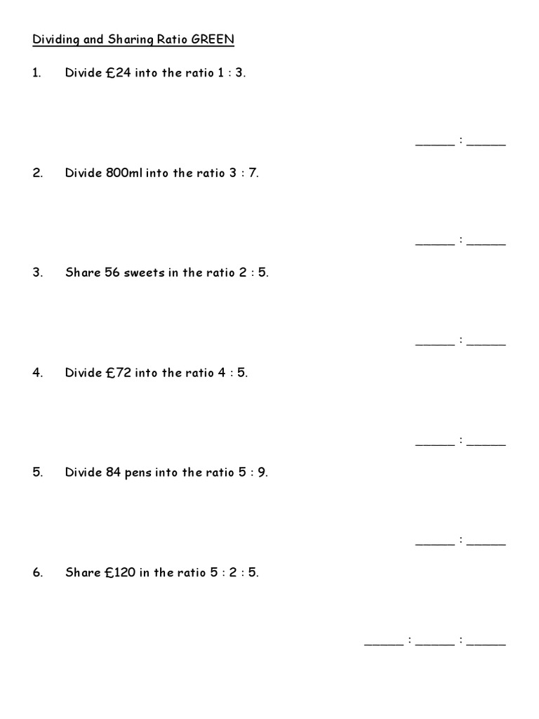 Dividing Into A Ratio Corbettmaths