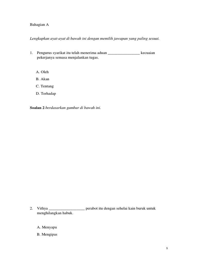 Bahasa Melayu Ppt 2019 Kertas 1 Pdf