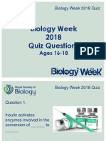 Biology Week 2018 Quiz Questions: Ages 16-18