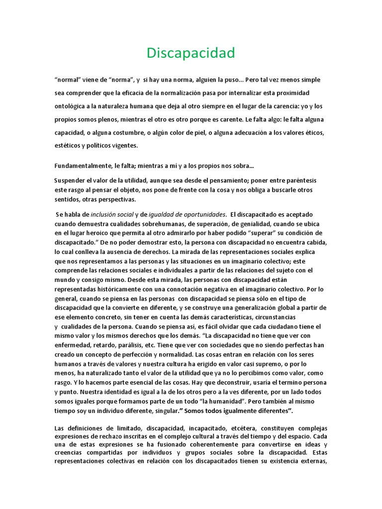 Inclusión y Discapacidad: Reflexiones Sociales | PDF | Invalidez | Sociedad
