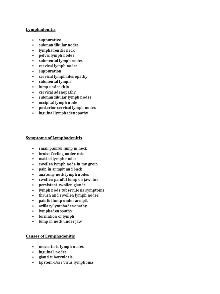Conditions Lymphadenitis