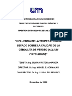 Influencia de La Temperatura de Secado Sobre La Calidad de La Cebollita de Verdeo