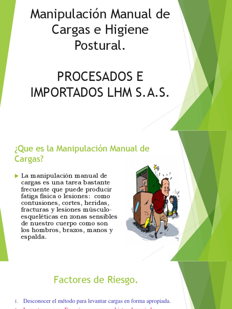 Manipulación Segura de Cargas y Postura | PDF | Dolor lumbar | Salud y ...