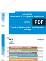 Week 2 Planning Work Activities and Managing Strategy: MGMT6072 Introduction To Management and Business