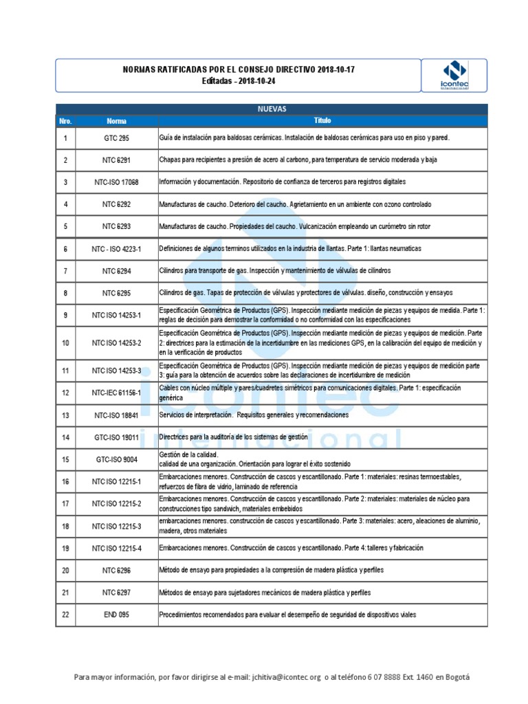 Listado de Normas Icontec | PDF | Aluminio | Tubería (transporte de ...