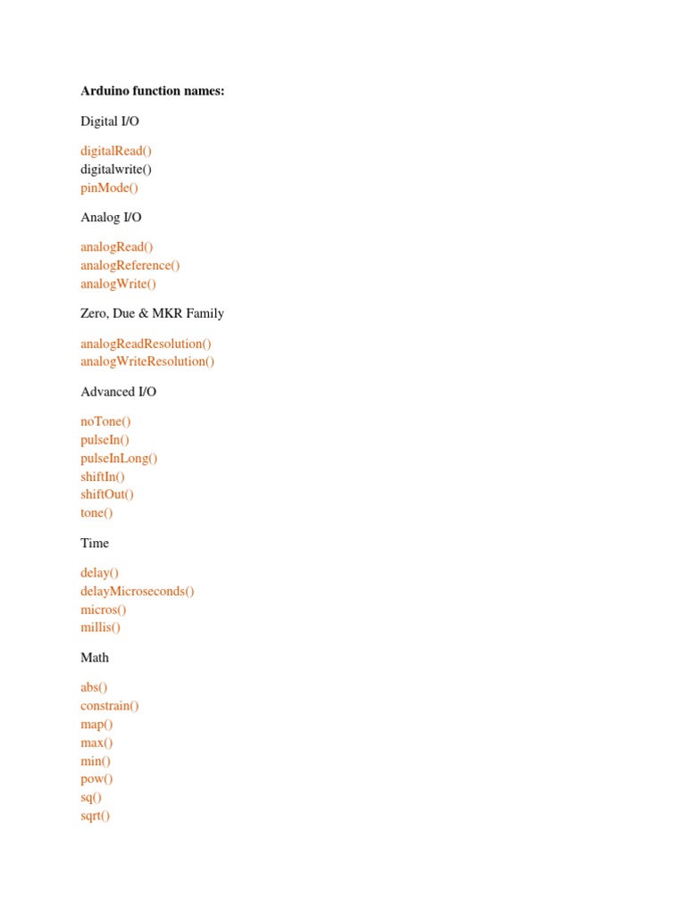 Digital I/O: Arduino Function Names | PDF | Volt | Electronics