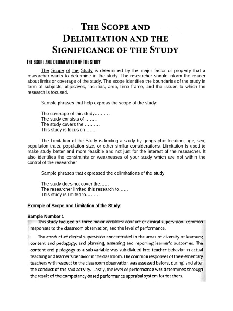 how to write scope and limitation in research example