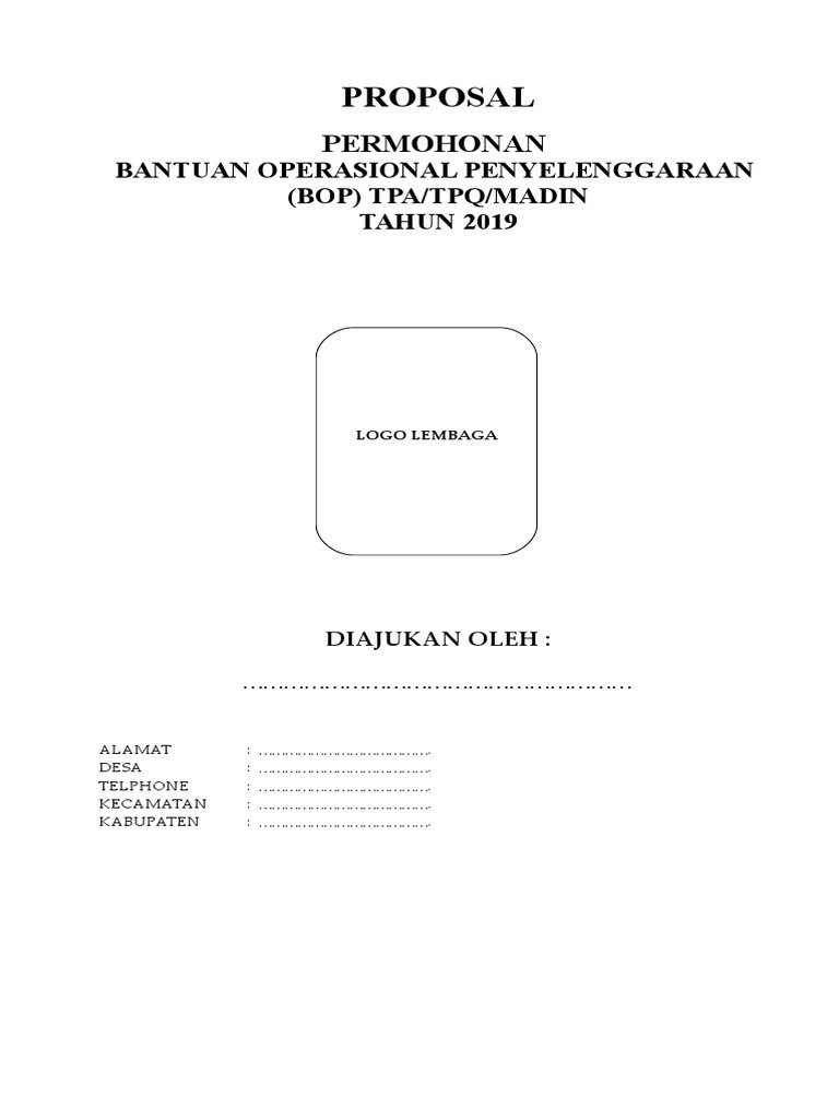 Contoh Proposal Bop TPQ Madin PDF