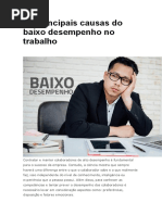 As Principais Causas Do Baixo Desempenho No Trabalho