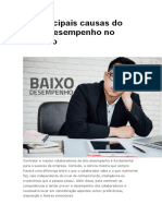 As Principais Causas Do Baixo Desempenho No Trabalho