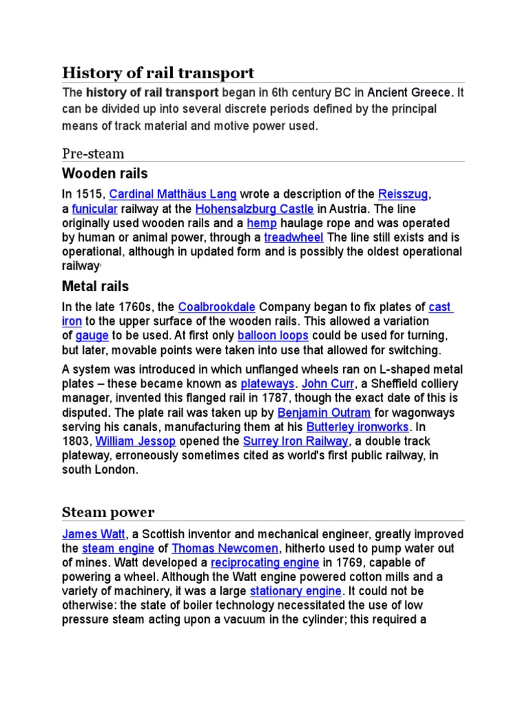 Evolution of Rail Transport | PDF | Rail Transport | Steam Engine