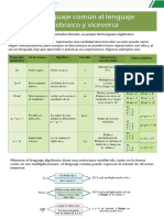 C1 - M2 - S1 - Del Lenguaje Común Al Lenguaje Algebraico y Viceversa - PDF PDF