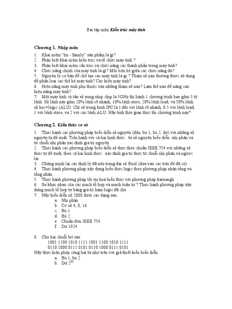 Bai Tap KTMT | PDF