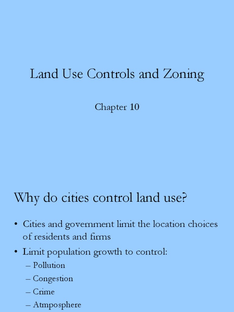 Land Use Controls and Zoning PDF Zoning Externality