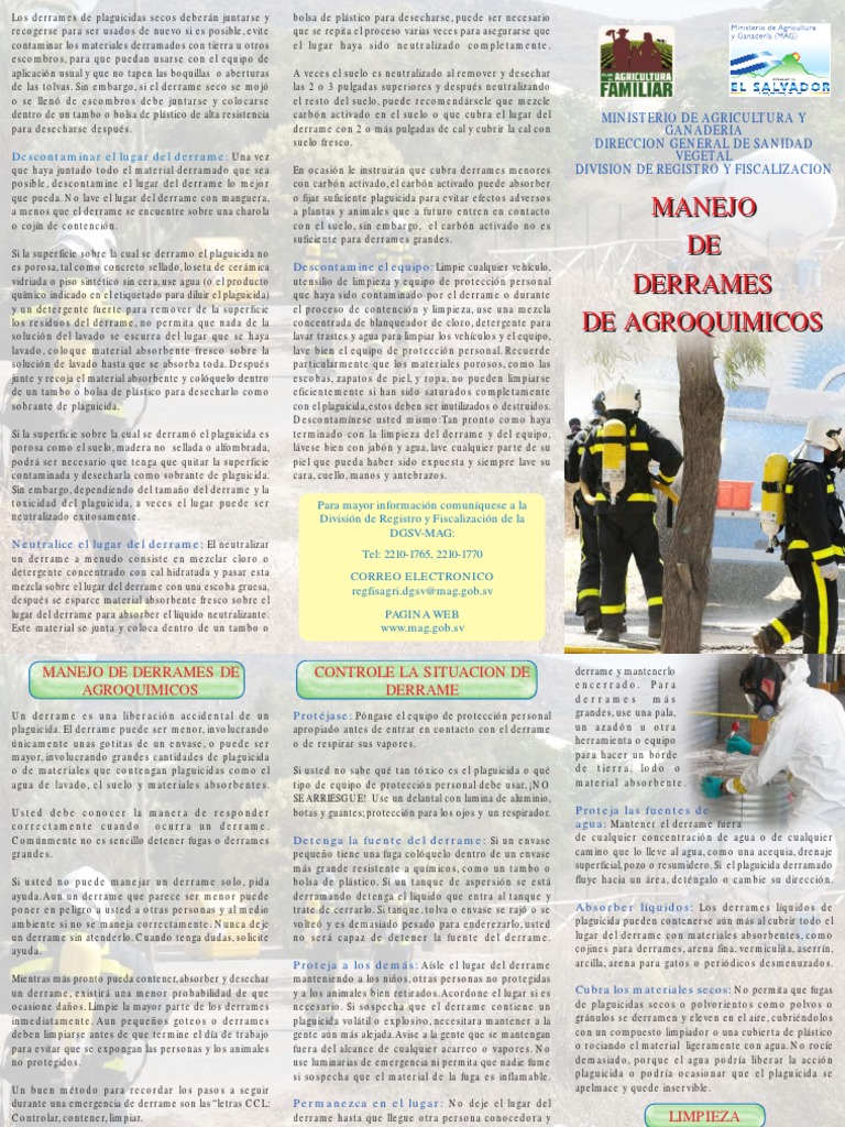 Manejo de Derrames de Agroquímicos | PDF | Pesticida | Suelo