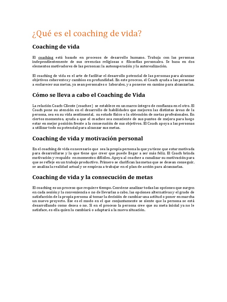 Qué Es El Coaching de Vida | PDF | Vida | Modificación de comportamiento