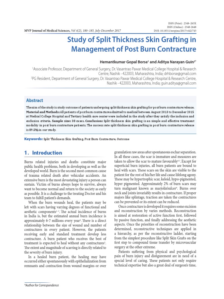 Study of Split Thickness Skin Grafting in Management of Post Burn ...