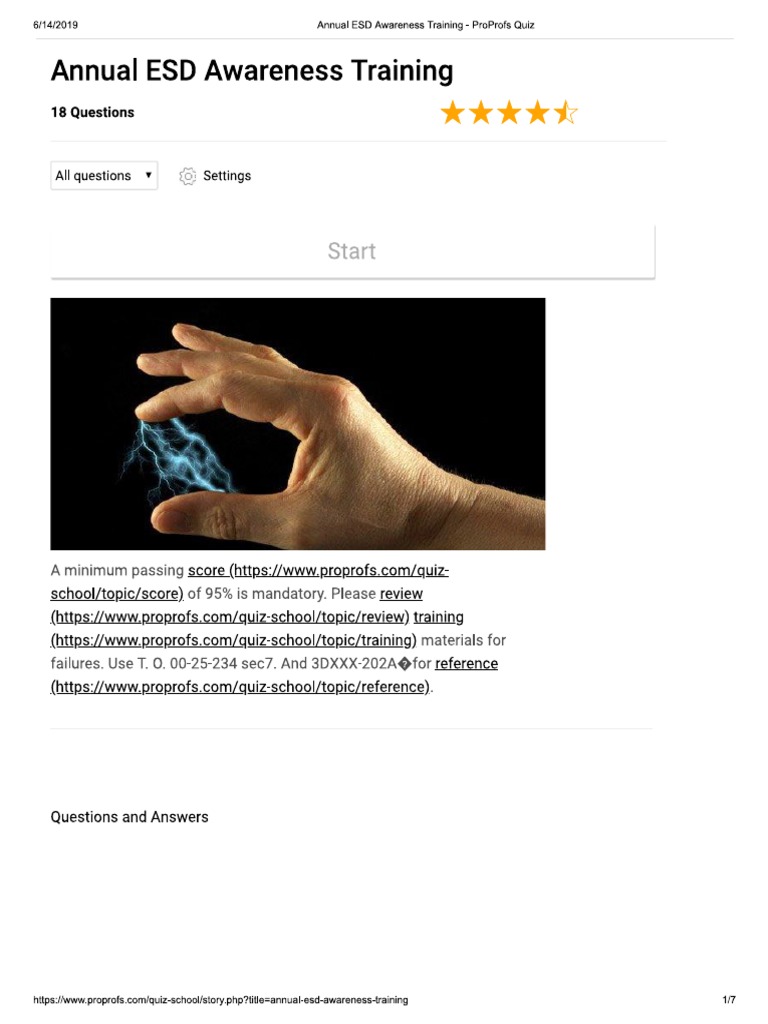 Annual ESD Awareness Training ProProfs Quiz