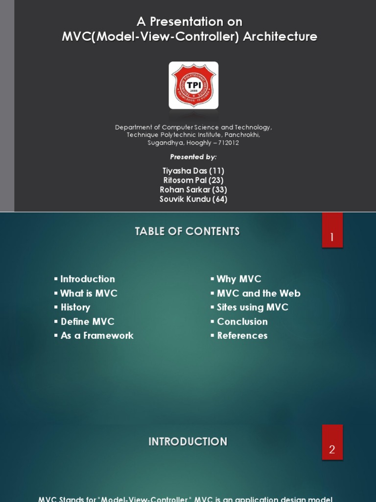 Powerpoint Presentation On MVC Architecture | PDF | Model–View ...