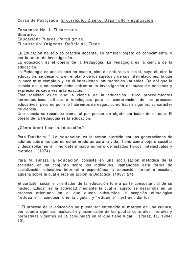 Curso de Postgrado Diseno Curricular | PDF | Plan de estudios | Aprendizaje