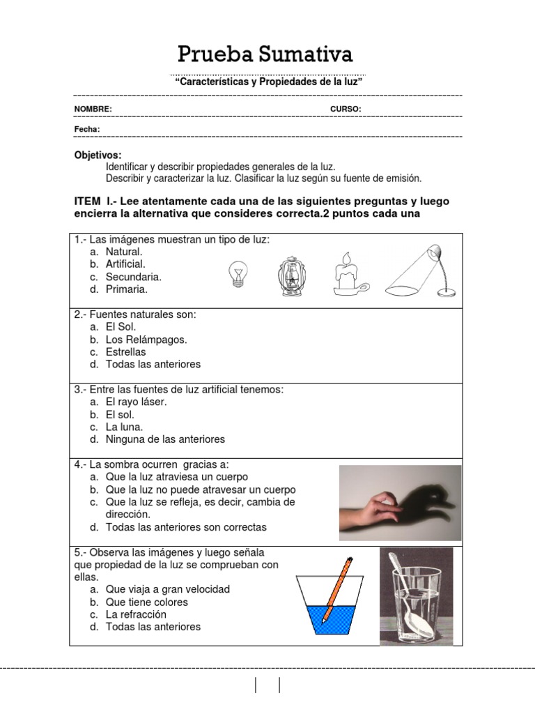 Prueba de La Luz | PDF | Arco iris | Ligero
