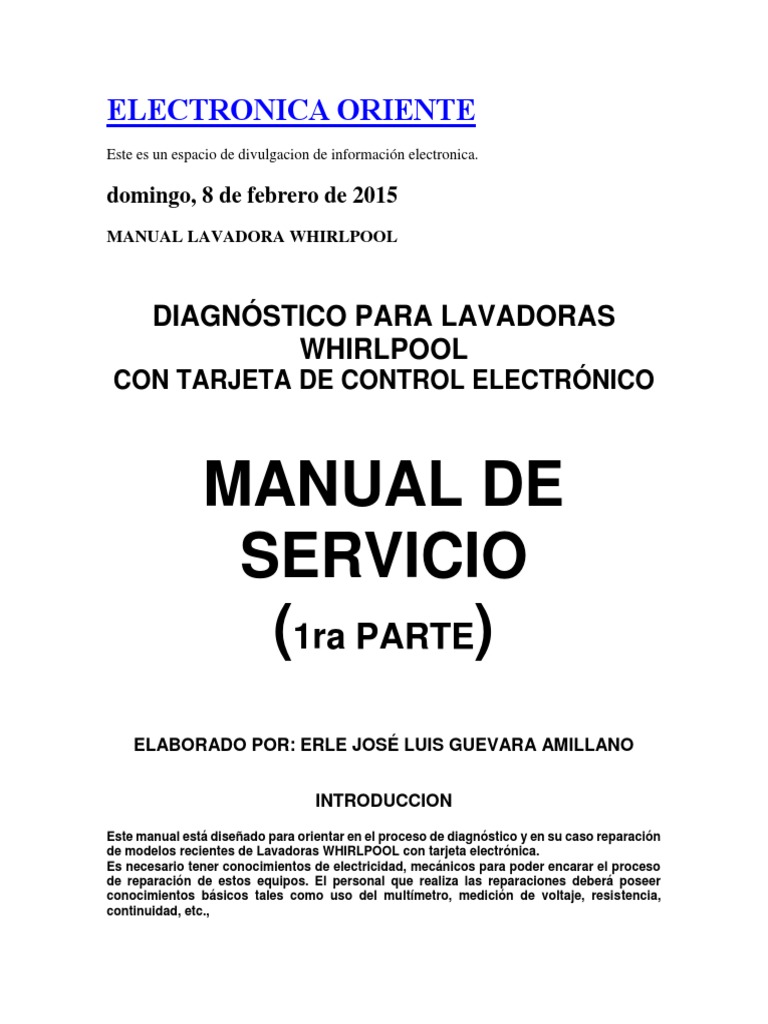 bandera Conveniente Destello Diagnostico para Lavadoras Whirpool | PDF | Point and Click | Diodo emisor  de luz